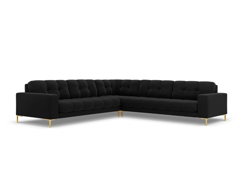 Cosmopolitan Design - Divano angolare reversibile "Bali" 6 posti in velluto nero 