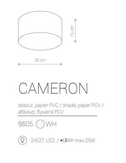 Plafoniera Nowodvorski Cameron bianca 35 cm 2xE27 LED