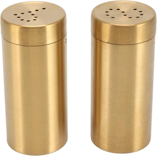 Due Shaker di Sale e Pepe in Acciaio Inossidabile - 2 Pezzi con Apertura a Viti - per Sale, Pepe, Zucchero, Paprika - Shaker di Erbe in Oro Lussuoso