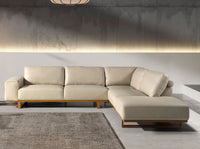 Divano angolare destro in pelle sabbia