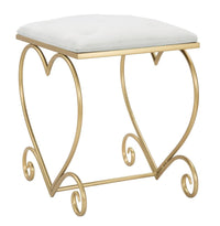 Sgabello Heart Crema 50x37,5x51,5 cm in Ferro e MDF e Spugna e Poliestere Oro e Rosa