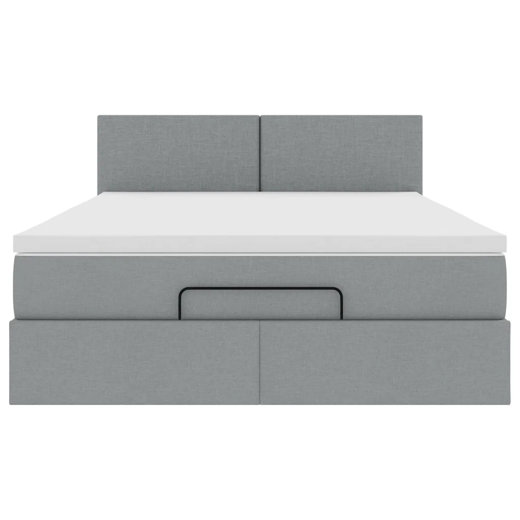 Pouf Letto con Materasso e LED Grigio Chiaro 140x190 cm 3312222