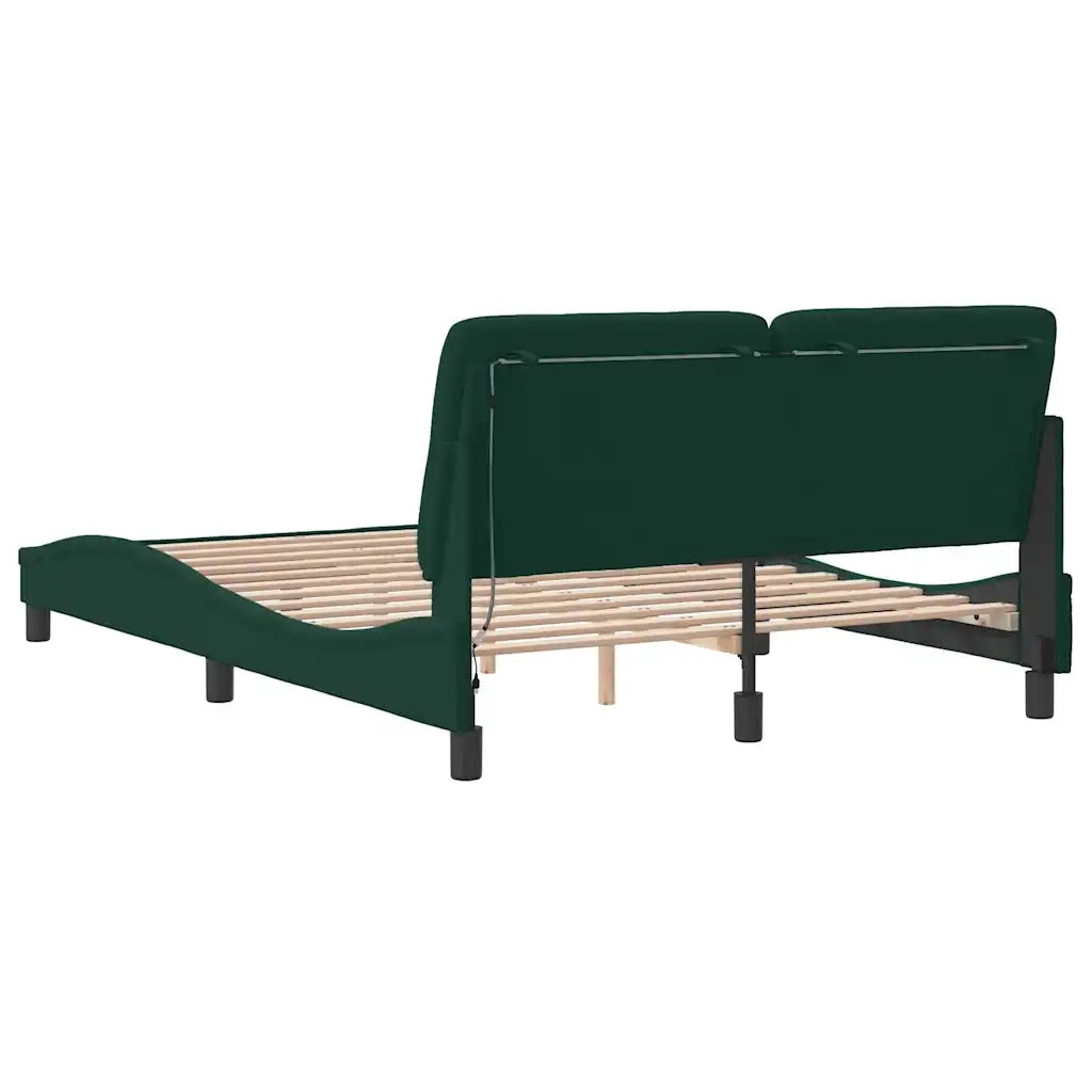Giroletto con LED senza Materasso-Struttura Letto Verde Scuro 140x200 cm in Velluto