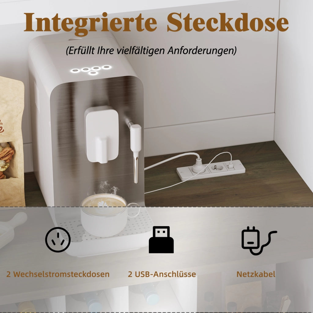 CREDENZA 120x36,3x180 cm con LED e prese USB, MDF bianco/nero