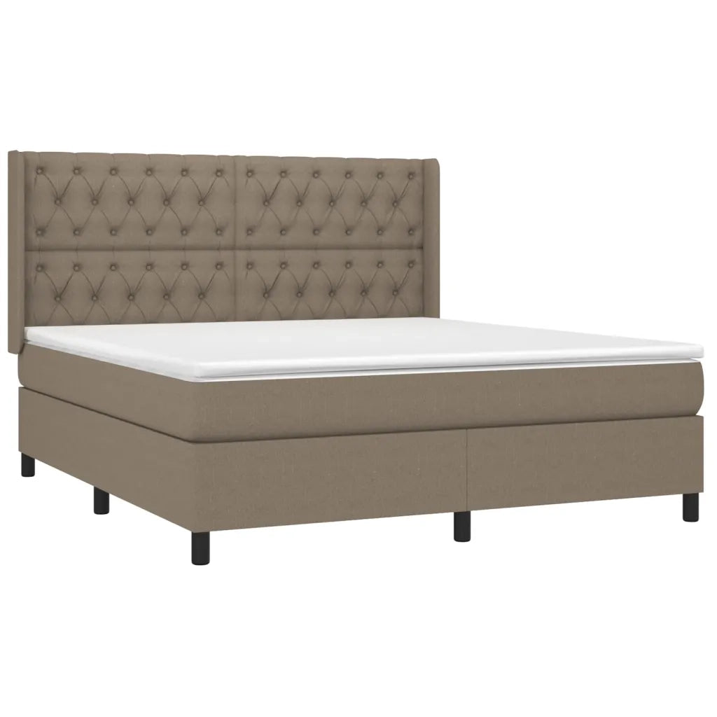 Letto a Molle con Materasso e LED Tortora 160x200 cm in Tessuto 3138569