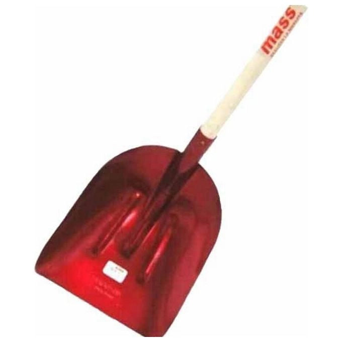 Mass Pala da Neve e Granaglie Lega Duralluminio Turbo Manicata 33x40 cm Fondo Antighiaccio Manico Pioppo
