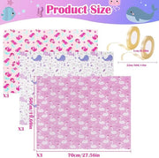 Cadeaupapier per bambini - 9 pezzi 50 x 70 cm con temi come sirena, cigno, balena