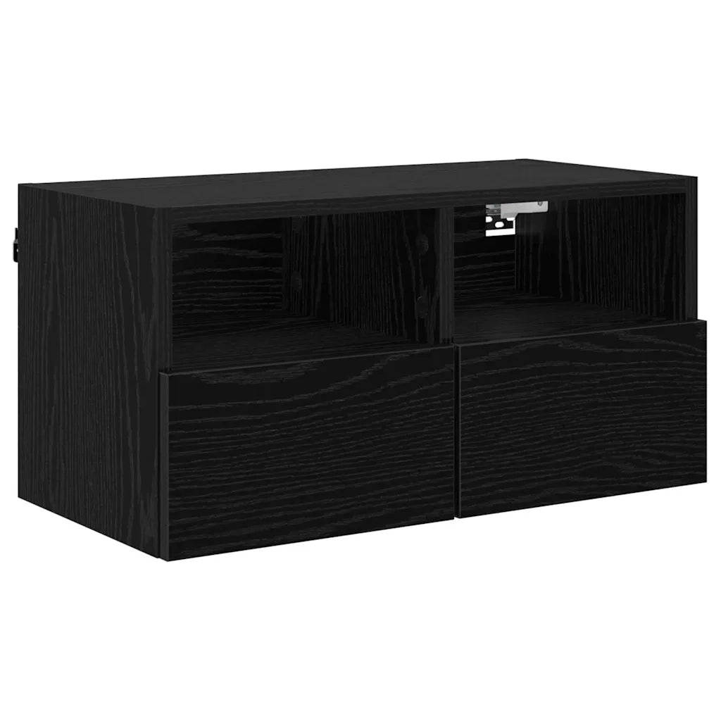 Unità per TV a Muro 4 pcs Rovere Nero Legno multistrato
