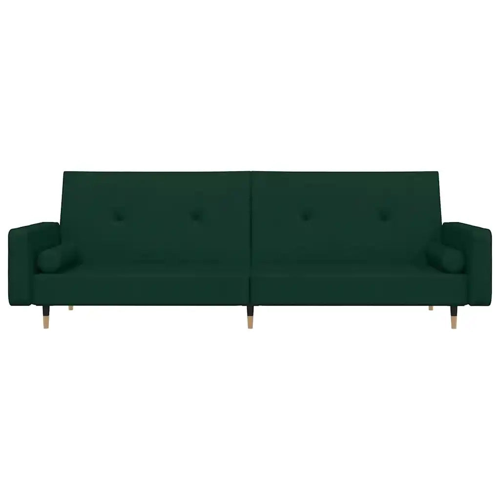 Divano Letto a 2 Posti con 2 Cuscini Verde Scuro in Velluto 375751