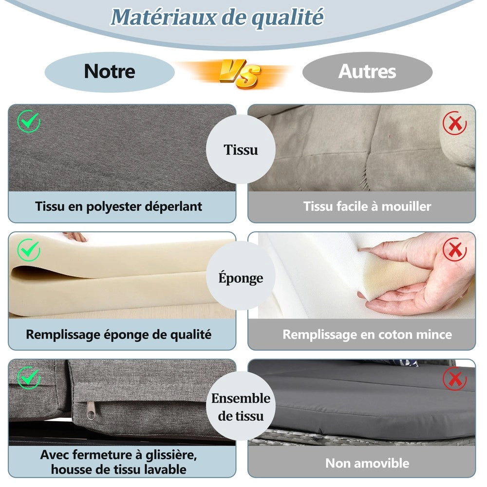 Set da giardino con poltrone reclinabili - Zephmum- Aluminio, schienale regolabile 4 posizioni, cuscini morbidi, grigio