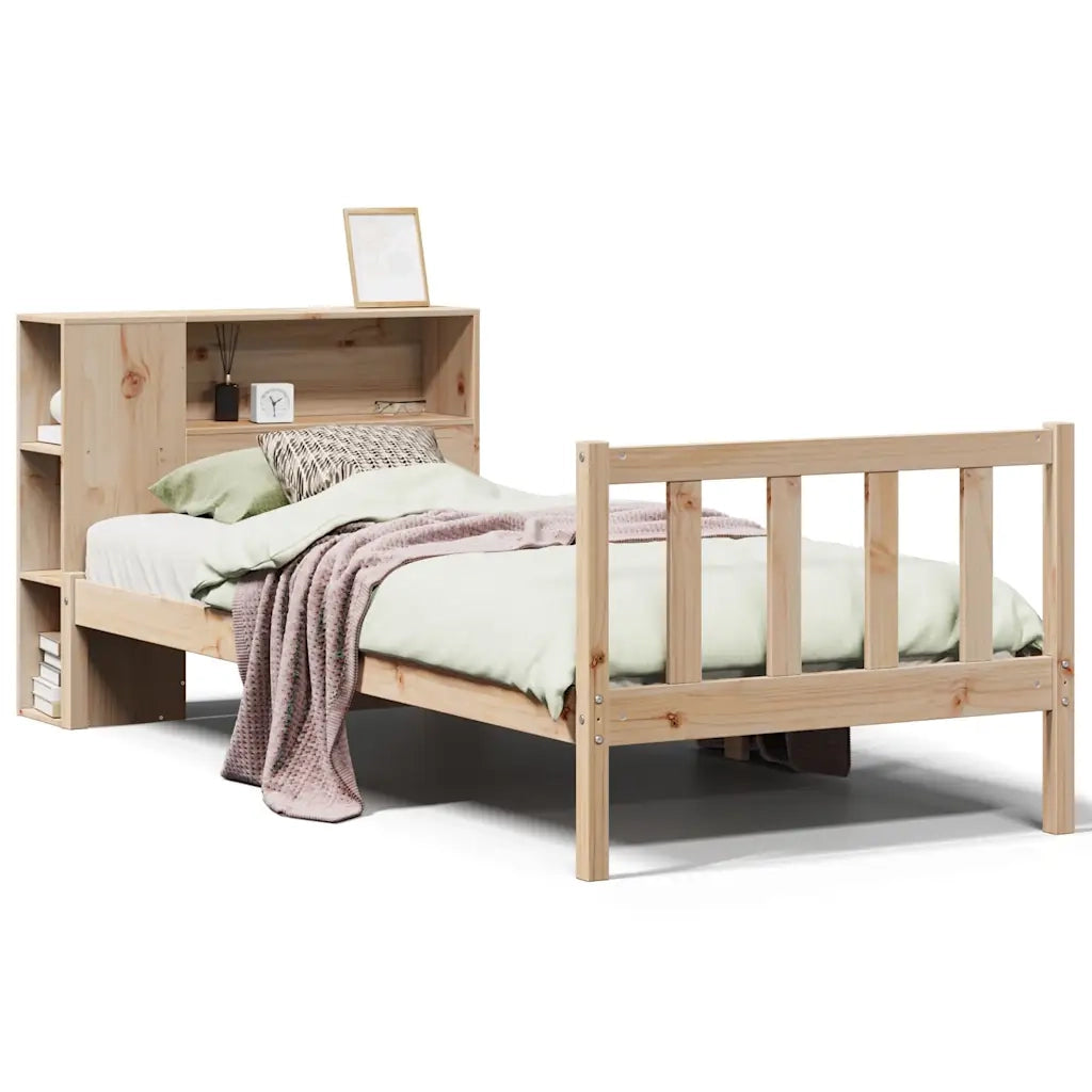 Giroletto con Libreria senza Materasso-Struttura Letto con contenitore 75x190 cm in Legno Pino 492793