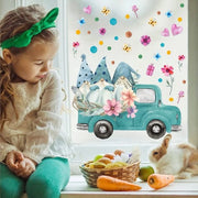 Sticker per finestra per bambino con fiori di primavera e pupazzi autoadesivi per finestre autoadesivi per bambini decorazione per camera da letto riciclabile