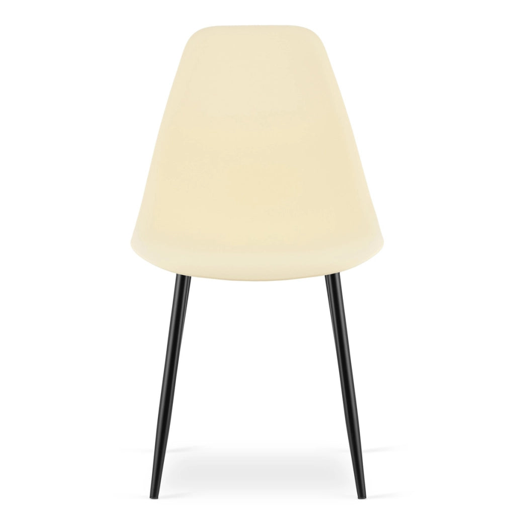 Set di 3 sedie Wat scandinave color crema con gambe nere