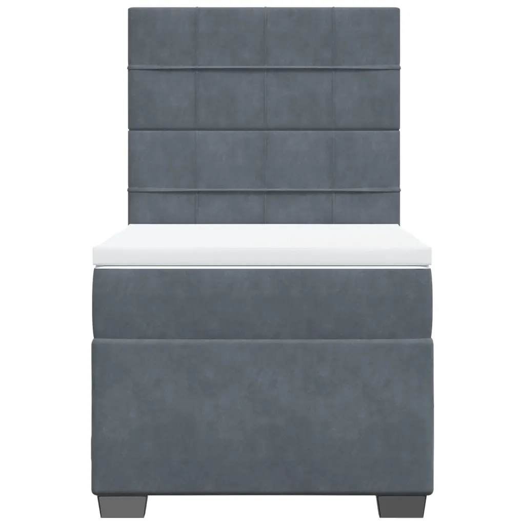 Giroletto a Molle con Materasso Grigio Scuro 90x200 cm Velluto 3290811