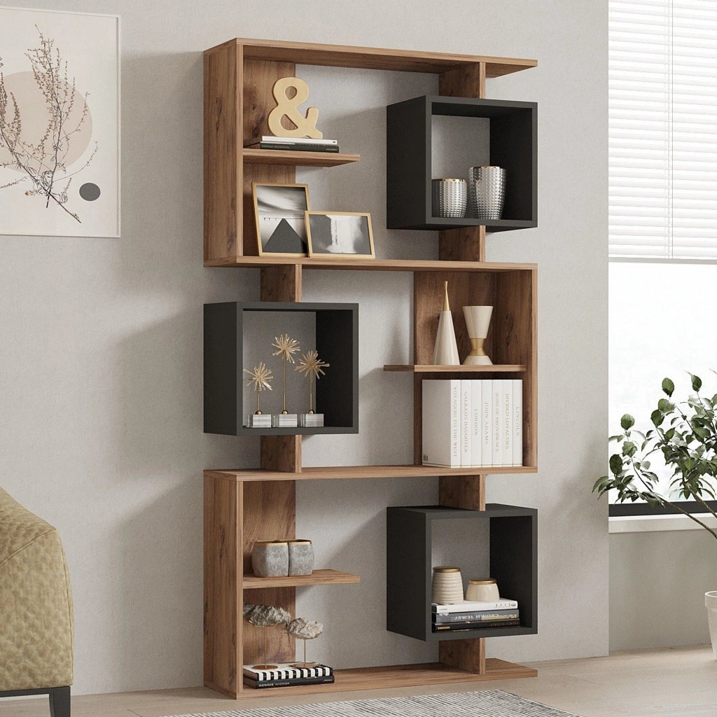 Biblioteca Cergnago, Libreria 8 Ripiani, 90x25x172h cm Marrone Rovere