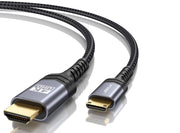 Cavo da Mini HDMI a HDMI 3M Intrecciato in Nylon Supporto 4K 1080P 2K 3D HDR ARC Bidirezionale Compatibile con Fotocamera Laptop TV Monitor