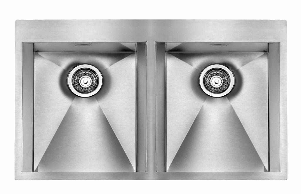 Lavello FOCUS MIX 3"  2 vasche ACCIAIO INOX INCASSO SLIM 87,5X50 prof. 19  015225.X3.01.2033