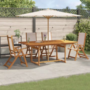 Set Pranzo da Giardino 5pz Legno Massello di Acacia e Textilene