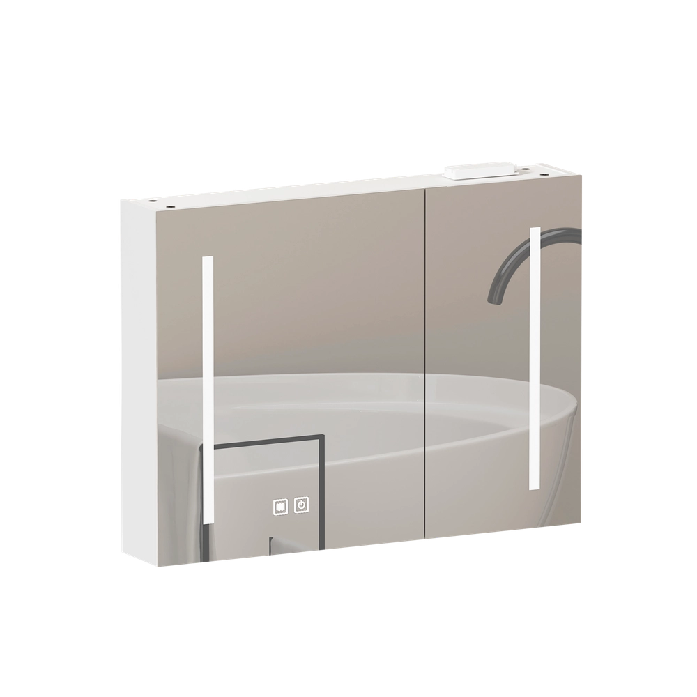 Armadietto Specchio con LED ¨C Xylo ¨C Bagno, Bianco, 80 cm