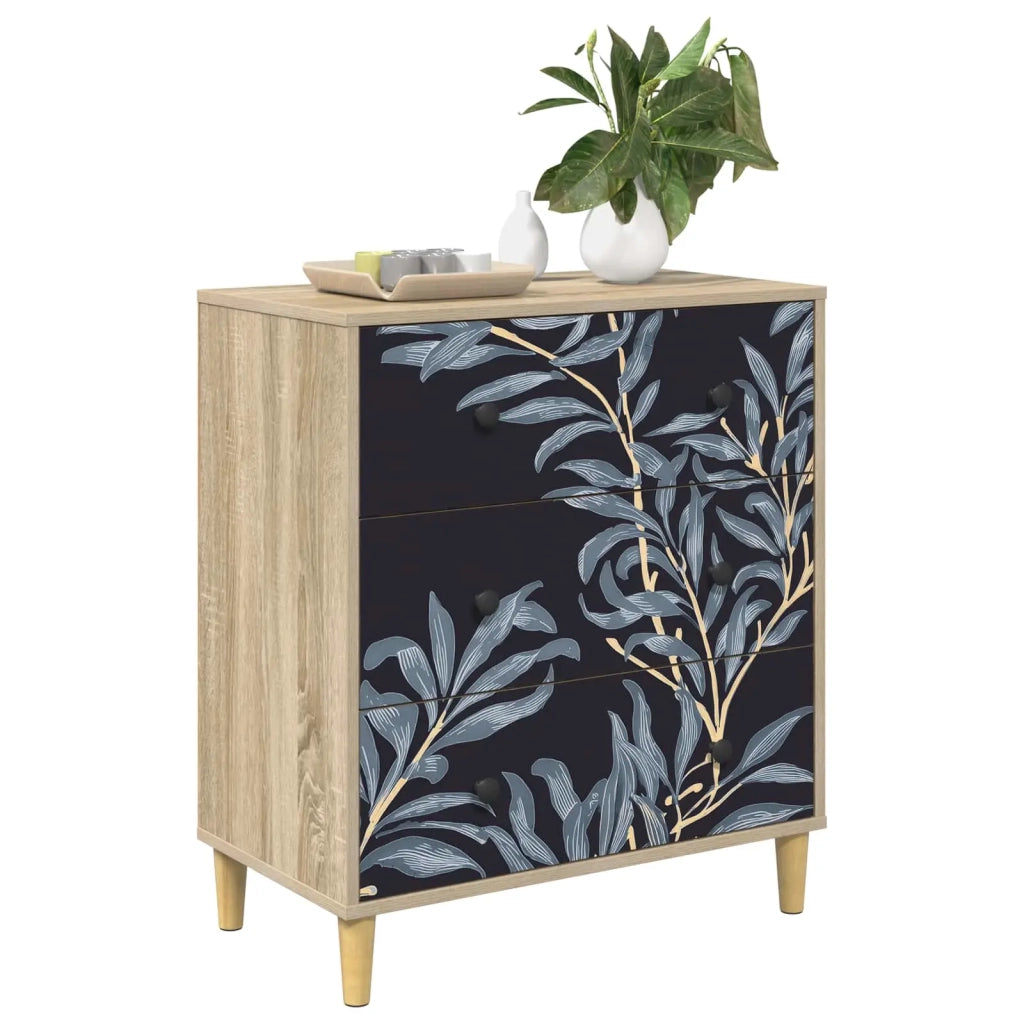 Cassettiera DOKKUM Stampa blu di felce 66 x 36,5 x 75 cm Sonoma 8007357