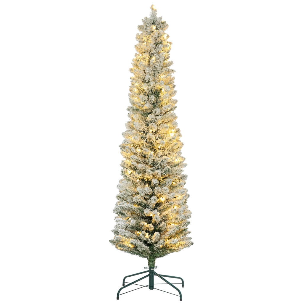 Albero di Natale Innevato ¨C zephmum ¨C Verde, Plastica e Metallo, 329 Rami, Luci LED, ?52x180 cm