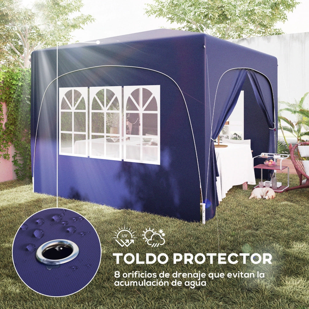 Gazebo Pieghevole 3x3 m ¨C zephmum ¨C Blu Scuro con Pannelli UPF50+ e Borsa di Trasporto