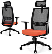 Sedia da ufficio ergonomica regolabile in altezza in rete, poltrona girevole da ufficio, comoda con ruote con poggiatesta, supporto lombare, per ufficio, riunione, studio, carico 180 kg