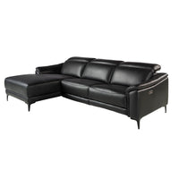 Divano relax con chaise longue sinistra in pelle nera