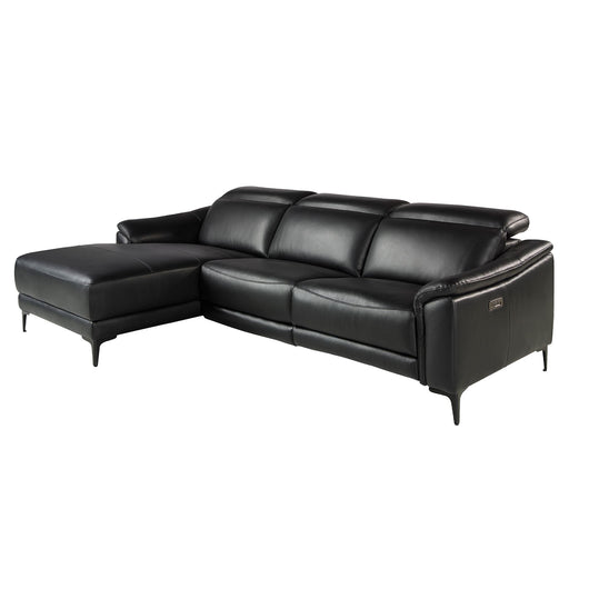 Divano relax con chaise longue sinistra in pelle nera