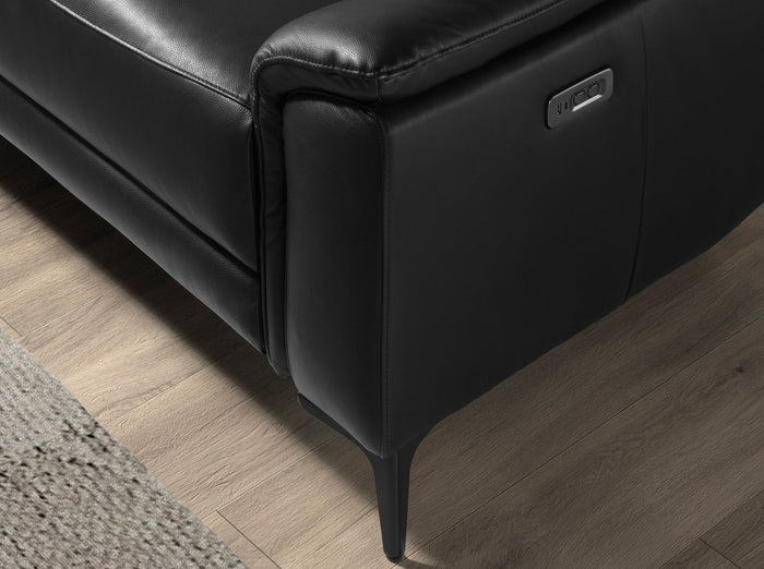 Divano relax con chaise longue sinistra in pelle nera