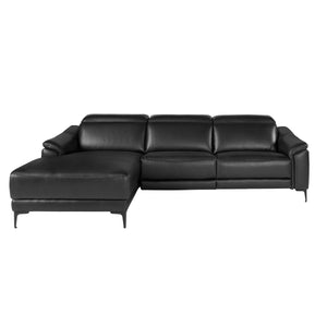 Divano relax con chaise longue sinistra in pelle nera