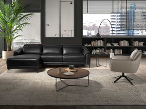 Divano relax con chaise longue sinistra in pelle nera