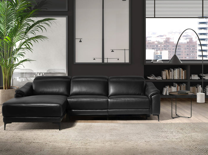 Divano relax con chaise longue sinistra in pelle nera