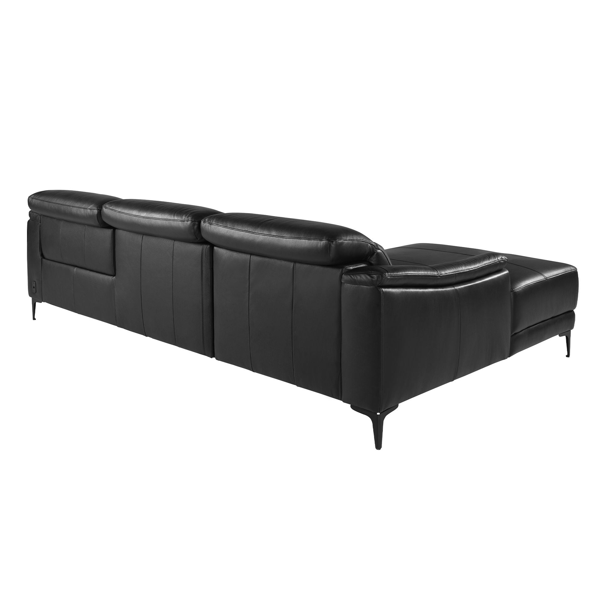 Divano relax con chaise longue sinistra in pelle nera