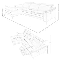 Divano relax con chaise longue sinistra in pelle nera