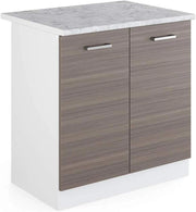 Mobile lavello cucina R-Line, Grigio nobile, 80 cm, PL Marmo, per la libera combinazione all'interno di sistemi cucina modulari