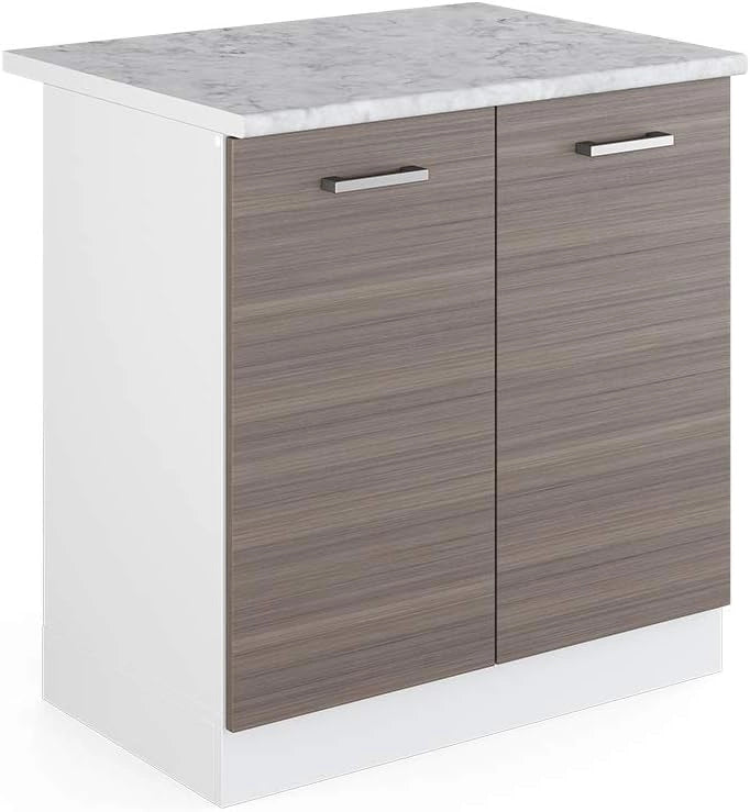 Mobile lavello cucina R-Line, Grigio nobile, 80 cm, PL Marmo, per la libera combinazione all'interno di sistemi cucina modulari