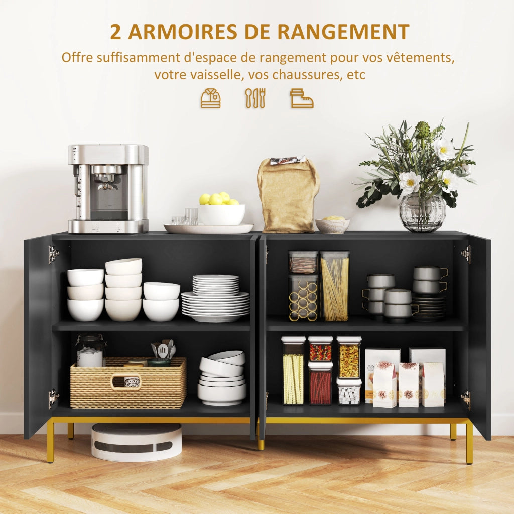 Credenza design moderno ¨C zephmum ¨C nero legno metallo dorato
