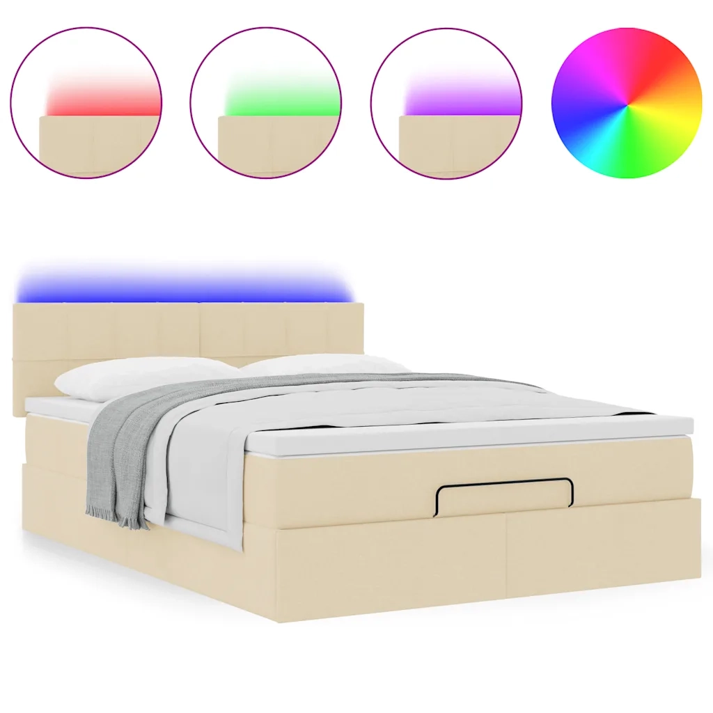 Pouf Letto con Materasso e LED Crema 140x190 cm 3312310
