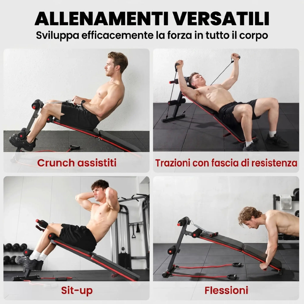 Panca Fitness per Addominali Inclinata Multifunzione Regolabile