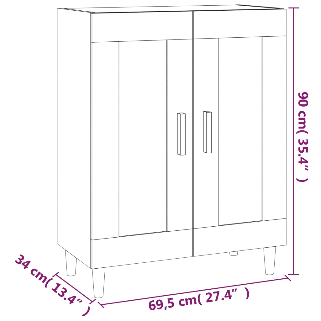 Credenza Rovere Fumo 69,5x34x90 cm in Legno Multistrato 817339