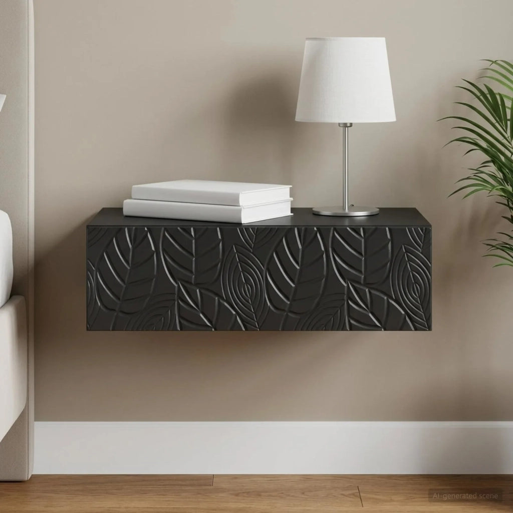Tavolino da Parete Laterale Nero 87,5 x 34,5 x 17 cm 898836