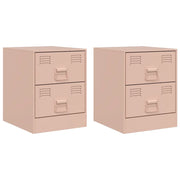 Set di 2 Comodini | Armadio da Notte | Mobiletto da notte Rosa 34,5x39x44 cm in Acciaio