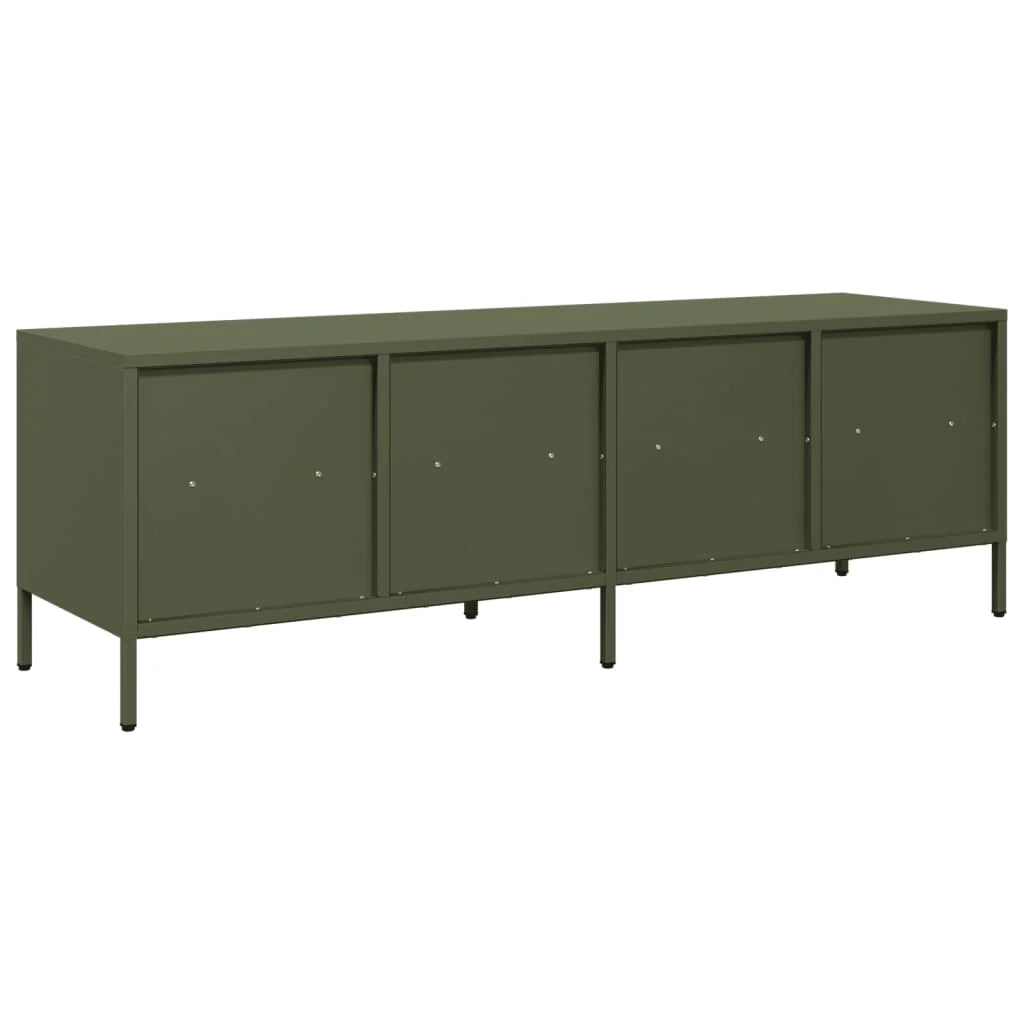 Mobile TV multimediale mensola TV credenza TV sala da pranzo soggiorno camera da letto verde oliva 135 x 39 x 43,5 cm acciaio laminato a freddo verde 02_0028258
