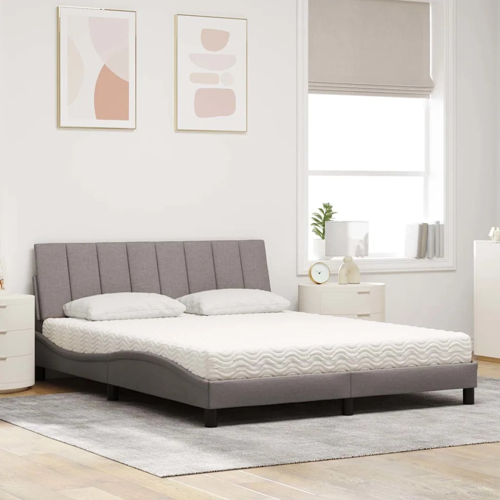 Letto con Materasso Hanko Tortora 160x200 cm in Tessuto 3310542