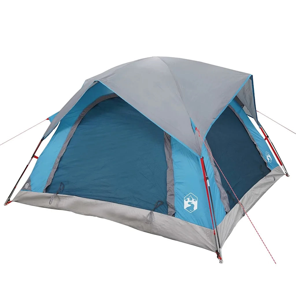 Tenda da Campeggio a Cabina per 4 Persone-Tenda per Escursionismo Blu Impermeabile 612476
