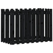 Fioriera rialzata per piante fiori terrazza giardino design del giardino con recinzione 100 x 50 x 70 cm pino nero massiccio 02_0039791