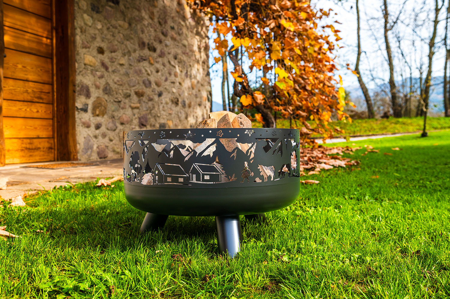 Barbecue a Legna Ø60x39 cm Soffio in Acciaio Nero Alta Temperatura