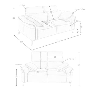 Divano a 2 posti in pelle marrone