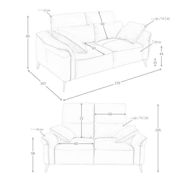Divano a 2 posti in pelle marrone